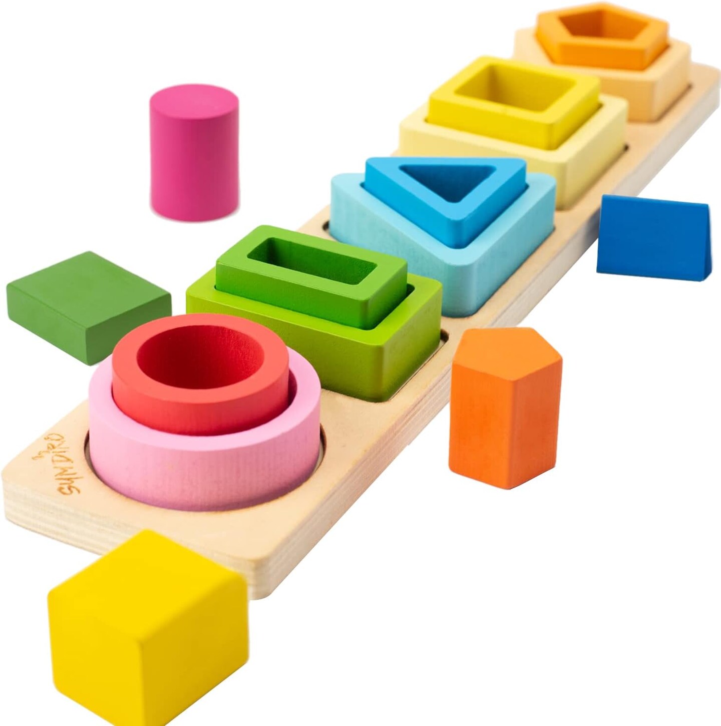 Toys for 1 2 3 Year Old Boys Girls-Wooden Sorting &#x26; Stacking Toys for Baby Toddlers,Educational Shape Color Sorter Preschool Kids Gifts&#x2026;