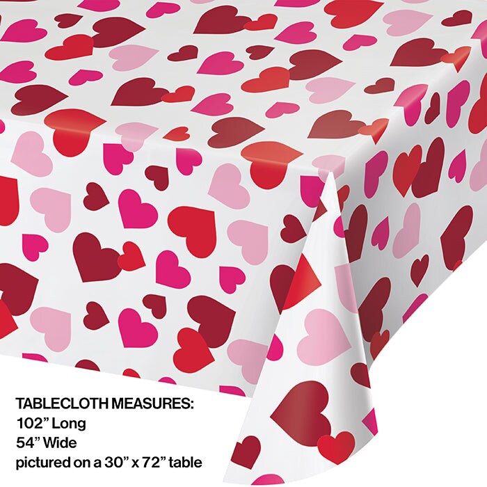 Valentine Plastic Tablecover, 54&#x22;x102&#x22;