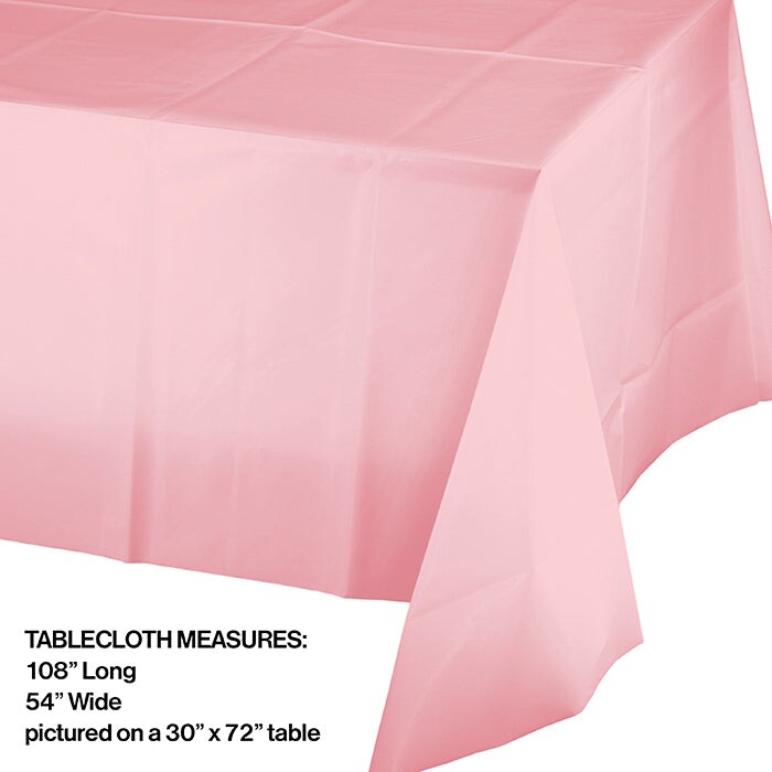 Classic Pink Tablecover Plastic 54&#x22; X 108&#x22;