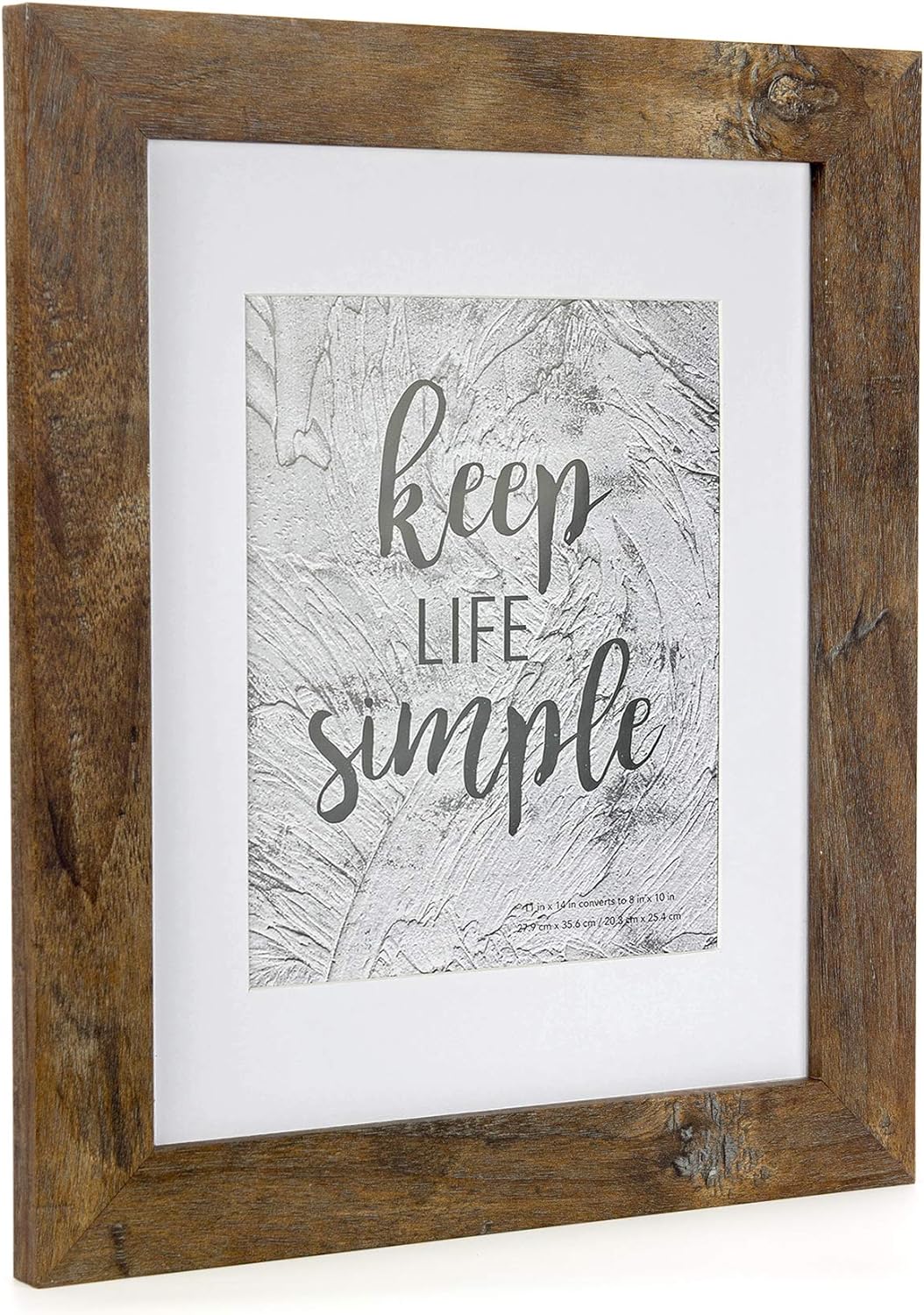 Rustic Brown 11x14 Picture Frame - Made to Display Pictures 8x10 with Mat