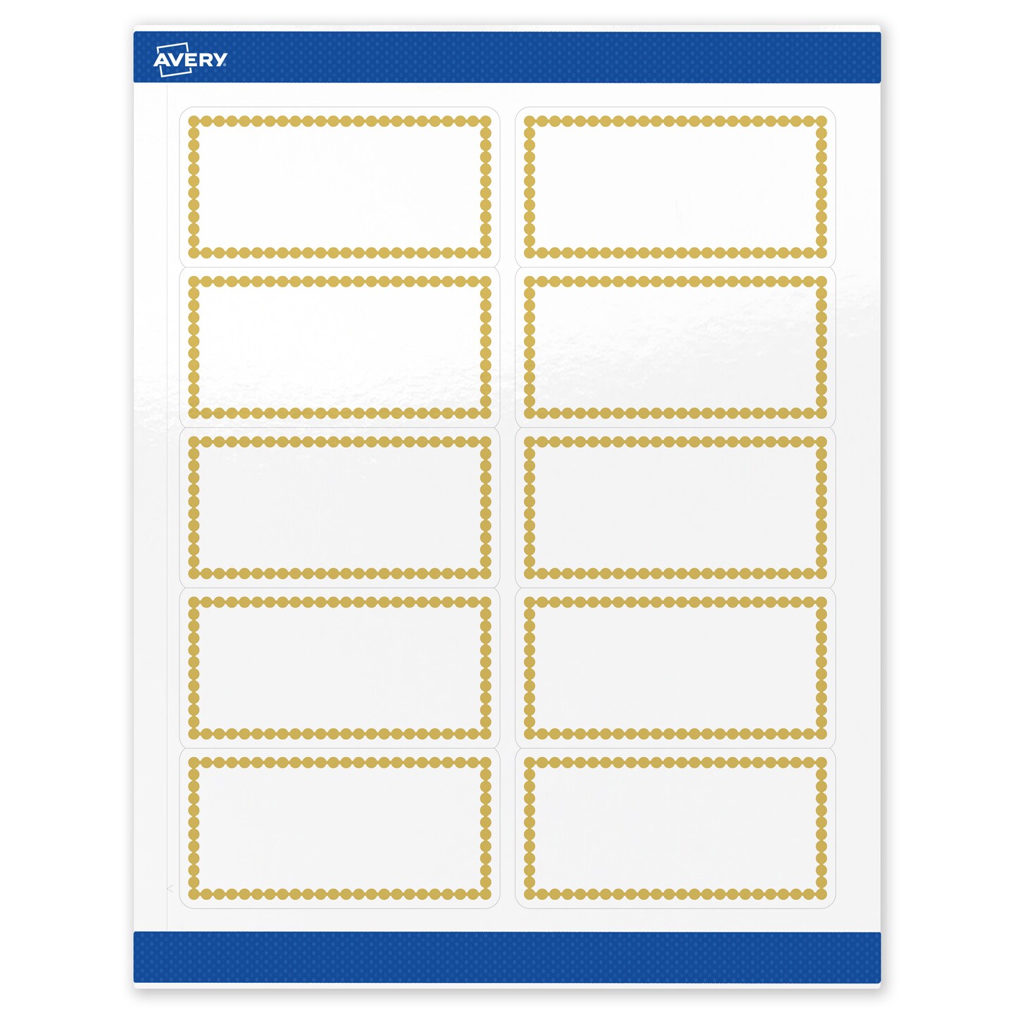 Avery Printable Rectangle Labels, Gold Beads, 2&#x22; x 4&#x22;, Glossy White Rectangle Labels, Permanent, Laser/Inkjet, 100ct, Great for Product Labels