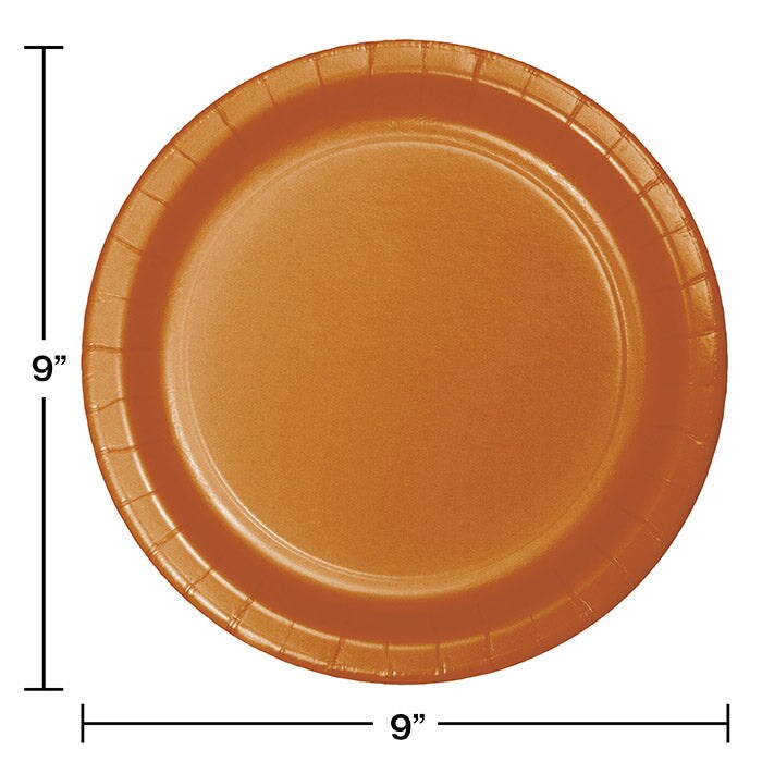 Pumpkin Spice Orange Paper Plates (24/Pkg)