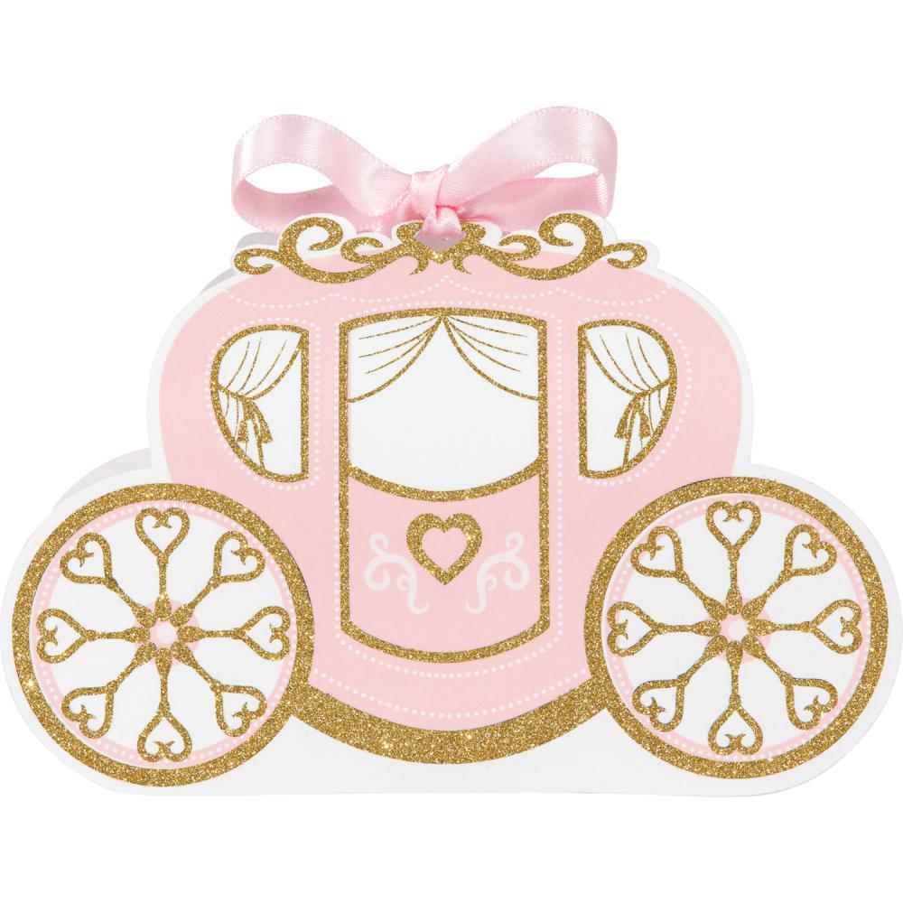 Princess Carriage Favor Boxes w/Glitter (8/Pkg)