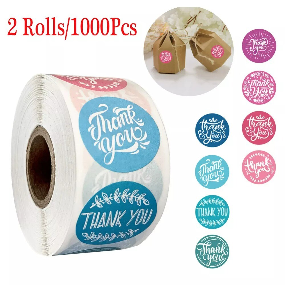 1000xThank You Sticker Roll Boutique for Business Packaging Mailer Seal Stickers