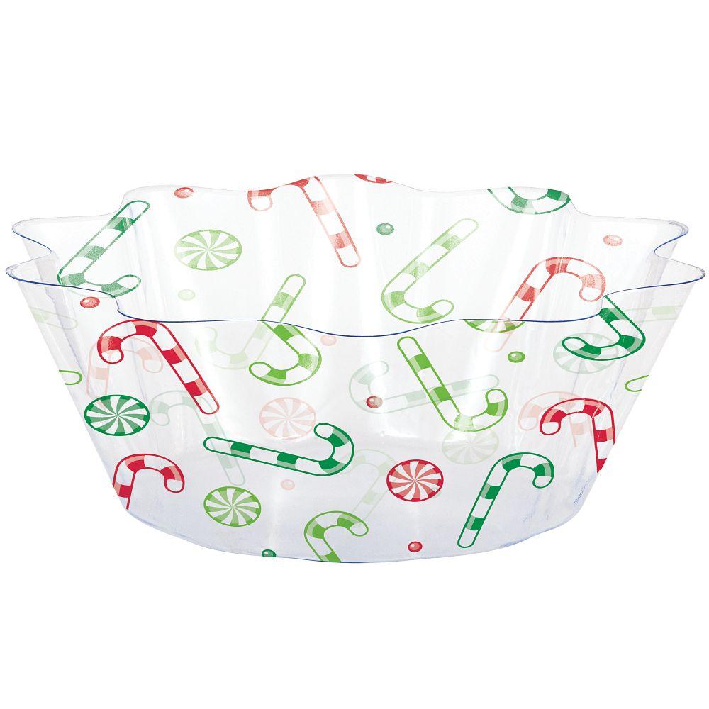 Bulk Pack of 2 Christmas Candy Plastic Fluted Bowls