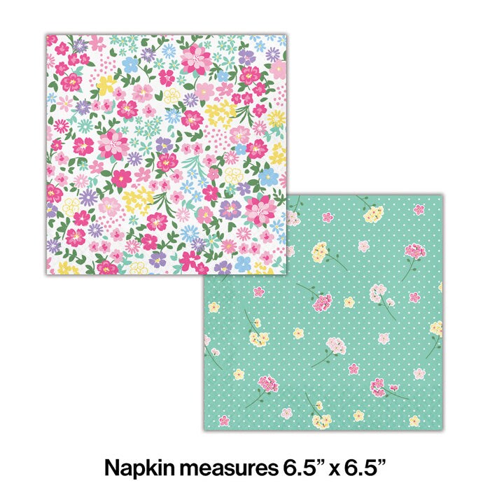 Floral Tea Party Luncheon Napkin, 2 Sided (16/Pkg)