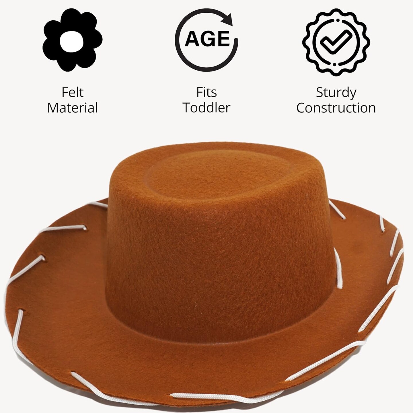 4E&#x2019;s Novelty Brown Toddler Cowboy Hat - Boys &#x26; Girls Brown Cowboy Hat for Themed Party Costume, Ideal Cowboy Hat &#x26; Toddler Cowboy Outfit, Ages 3-5