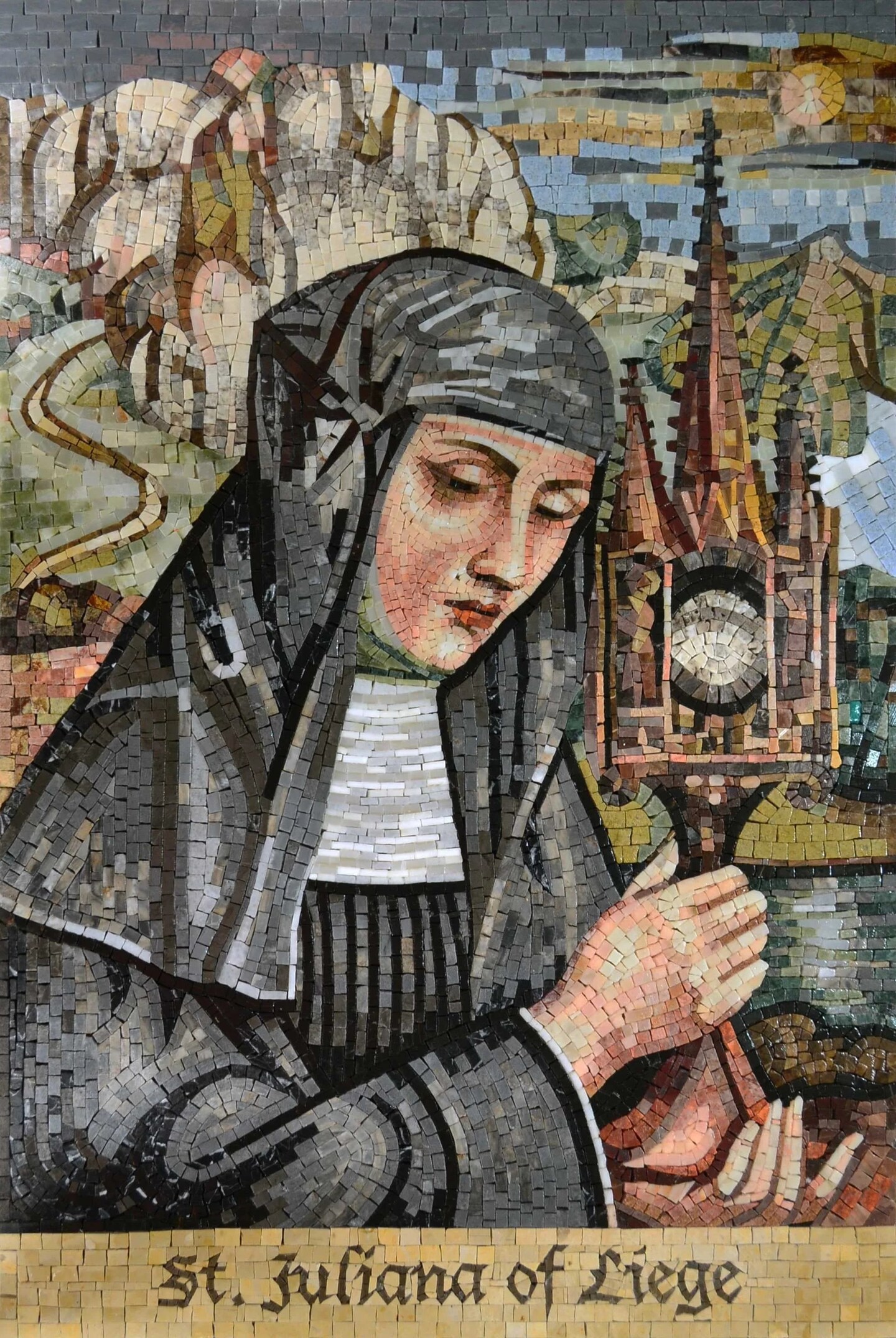 product name is Saint Juliana of Liege Religious Marble Mosaic