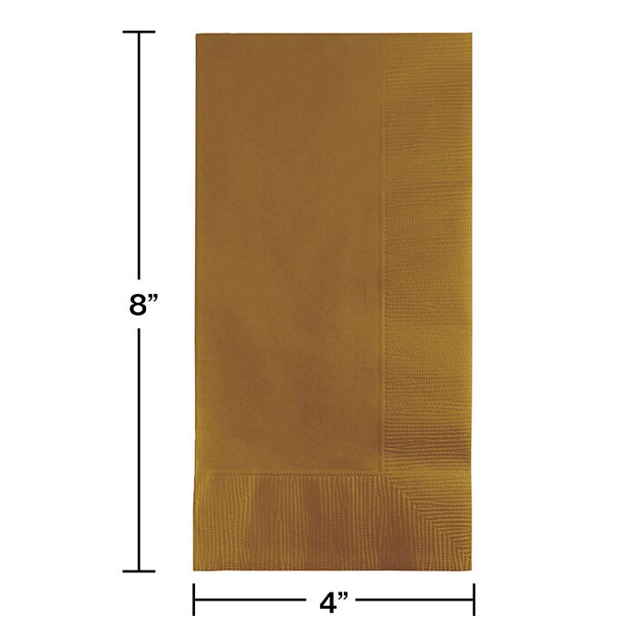 Glittering Gold Dinner Napkins 2Ply 1/8Fld 100/Pkg