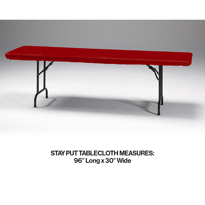 Bulk Pack of 2 Stay Put Plastic Tablecovers Red 30&#x22; X 96&#x22;