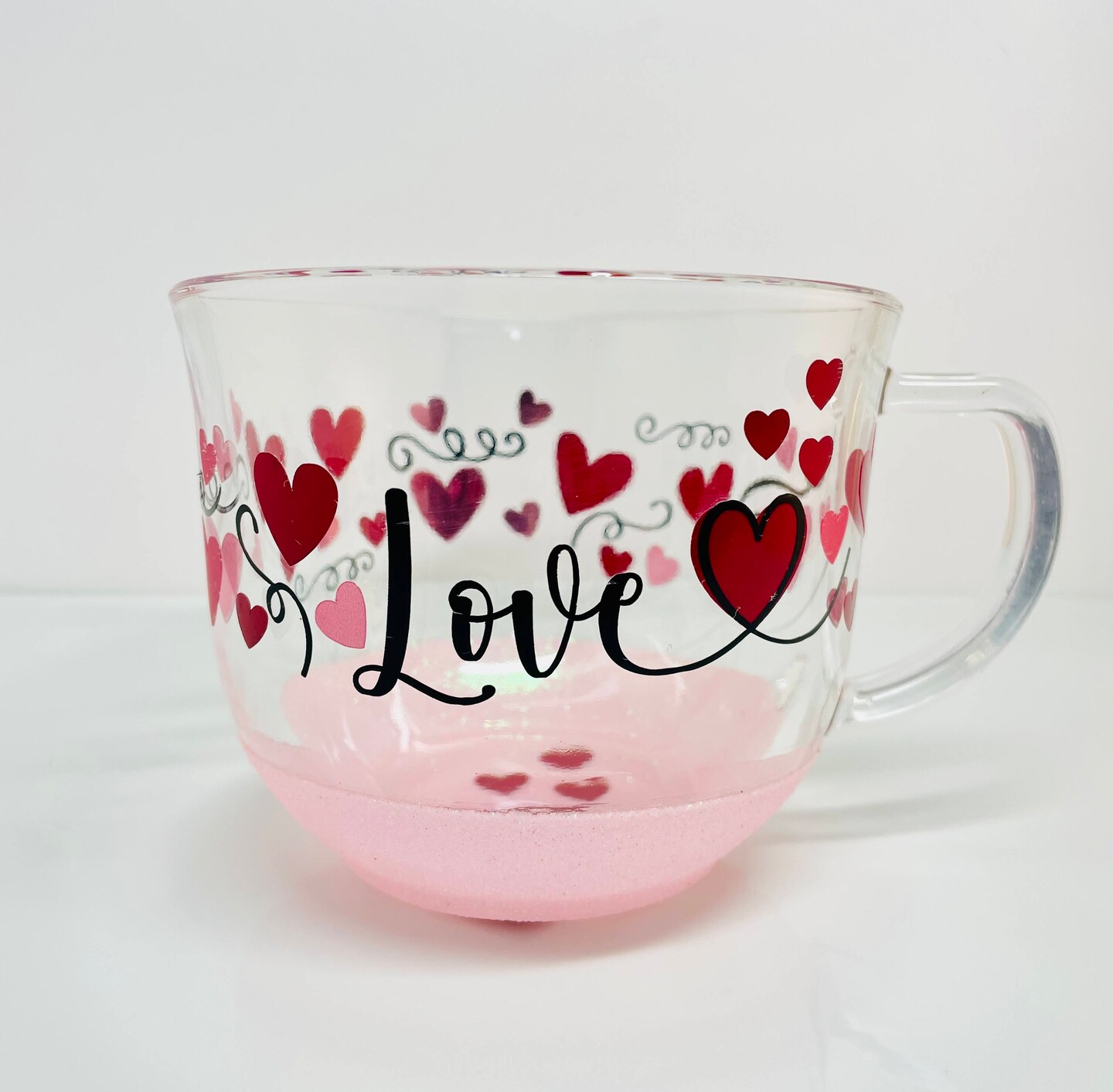 Large Personalized Hearts Coffee Mug | 18 OZ Clear Glass Coffee Mug can be  customized with Name or Word | MakerPlace by Michaels