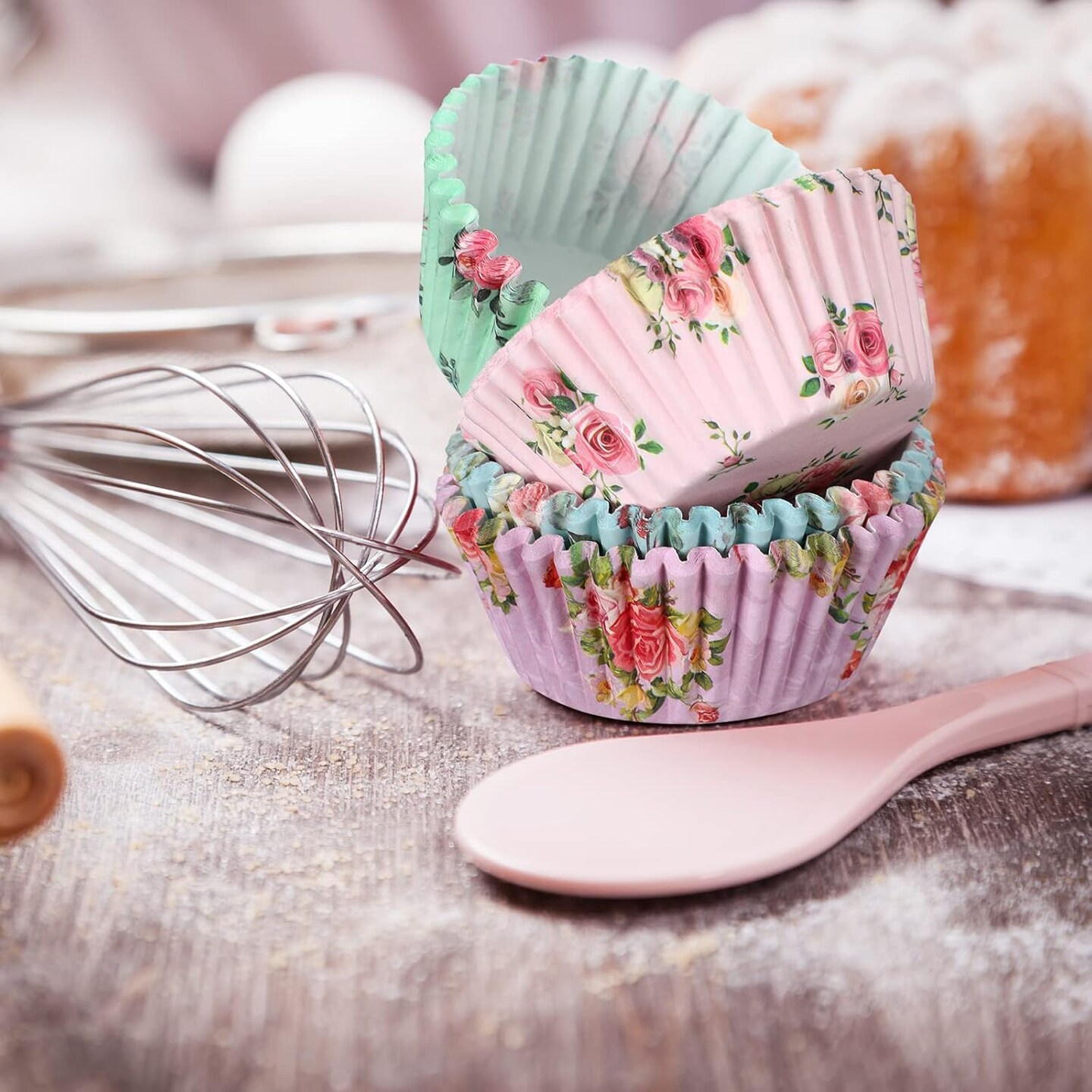 600-Count Floral Cupcake Liners – Easter & Spring Baking Cups, Muffin and Cupcake Wrappers for Tea Parties, Weddings, Birthdays, Baby Showers, 4 Styles