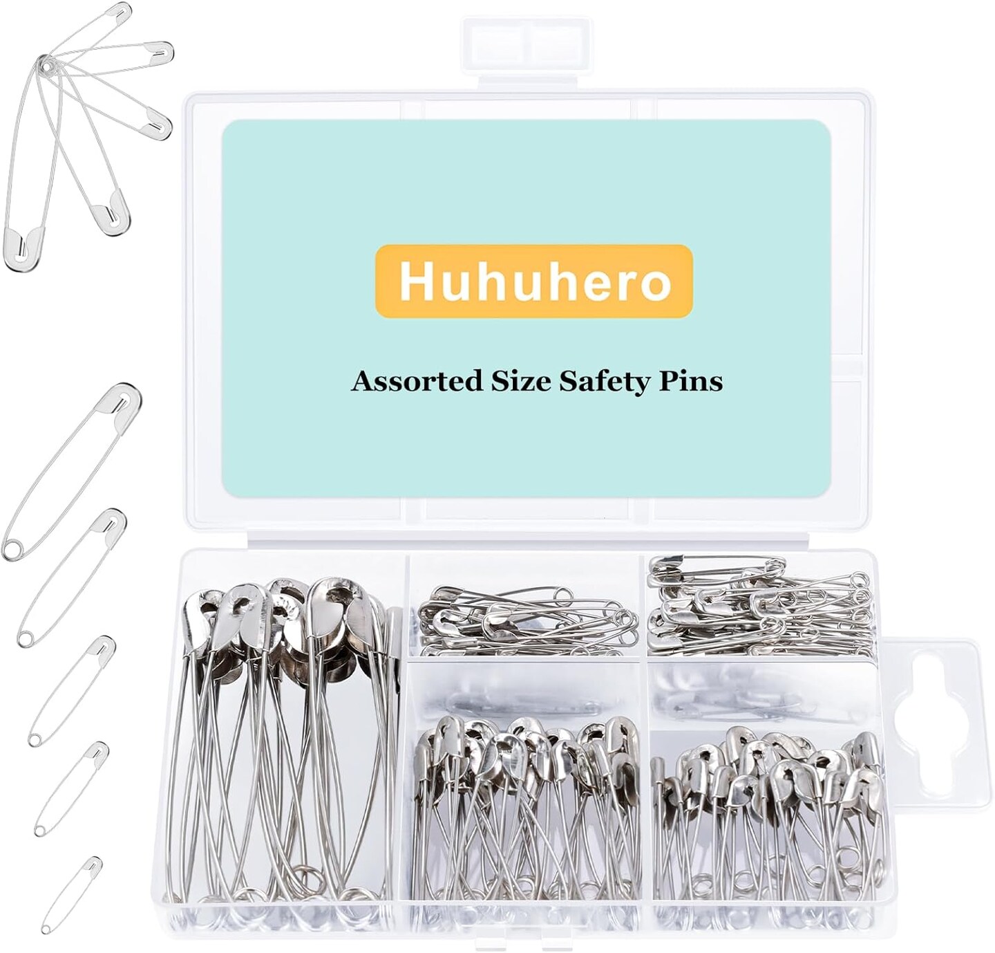 Safety Pins Assorted, 5 Different Sizes Small and Large Pin