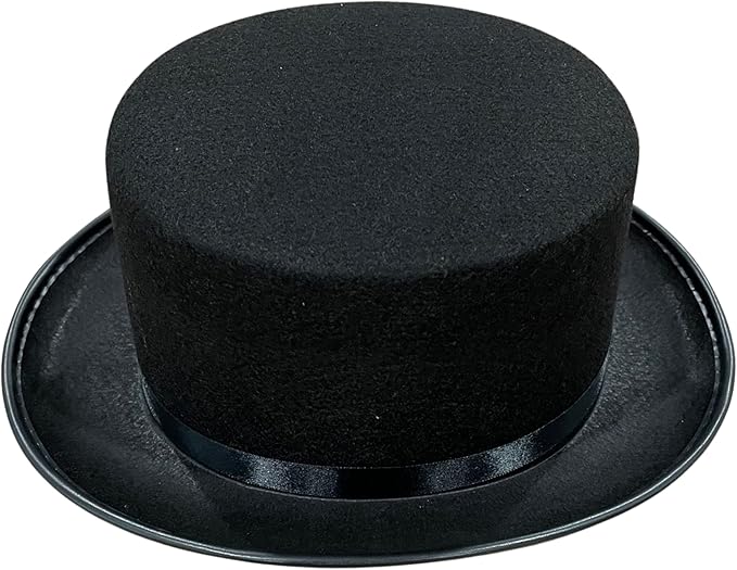 4E&#x27;s Novelty 6&#x22; Black Top Hat Costume Men &#x26; Women, Tall Felt Hat with Satin Ribbon, Perfect for Magician, Circus, Snowman Roleplay &#x26; Dress Up Party