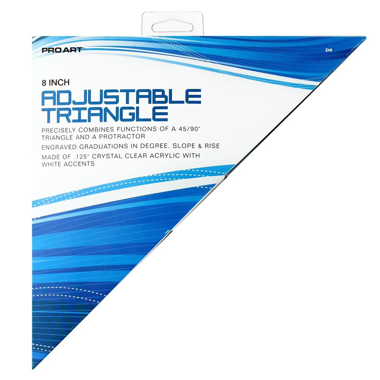 Pro Art Adjustable Triangle 8 Inch with Magnifier, Drafting Tool for Architects, Engineers, and Artists, Set Square Triangle for Drawing, Design, and Geometry