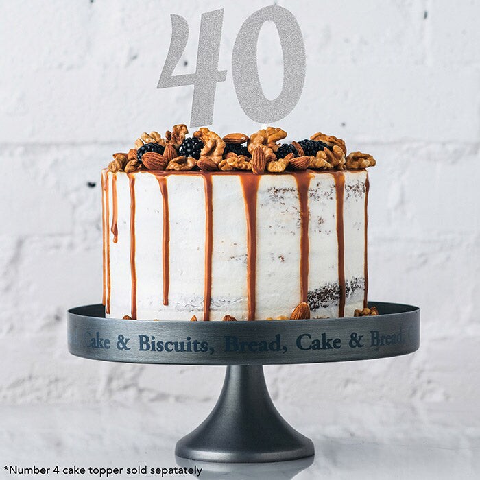 Number 4 Silver Glitter Cake Topper