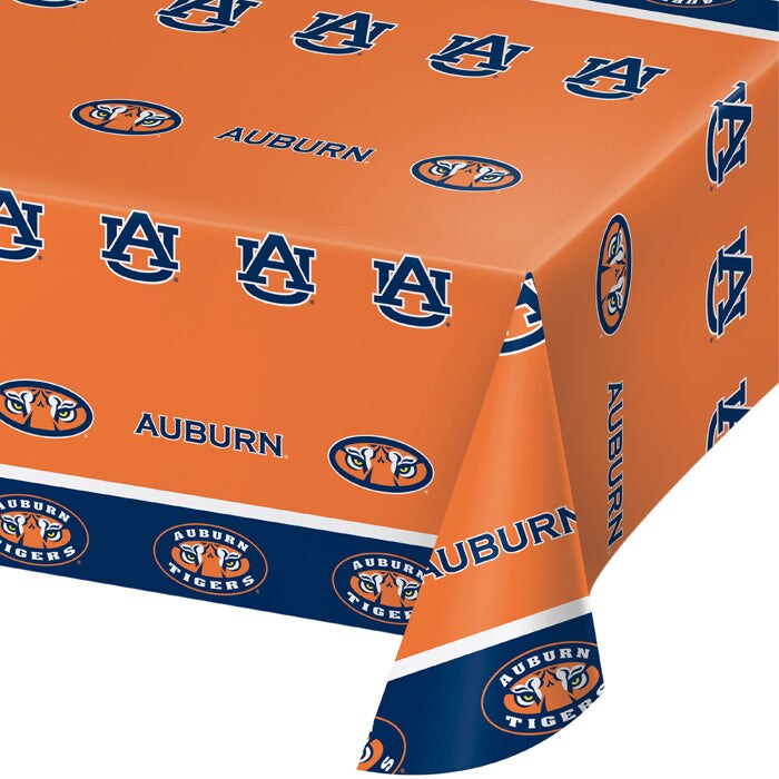 Auburn Tigers Plastic Table Cover, 54&#x22;x108&#x22;