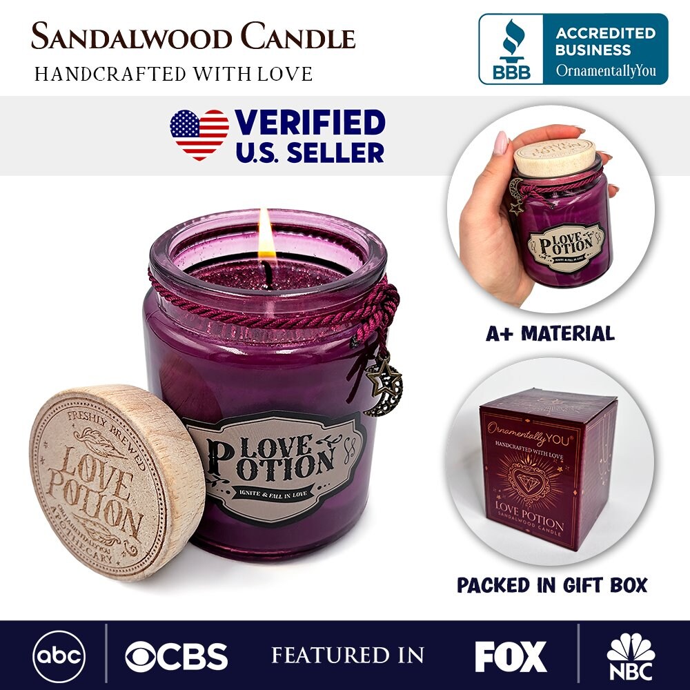 Love Potion Romantic Candle, Sandalwood Flavored Valentine Decor