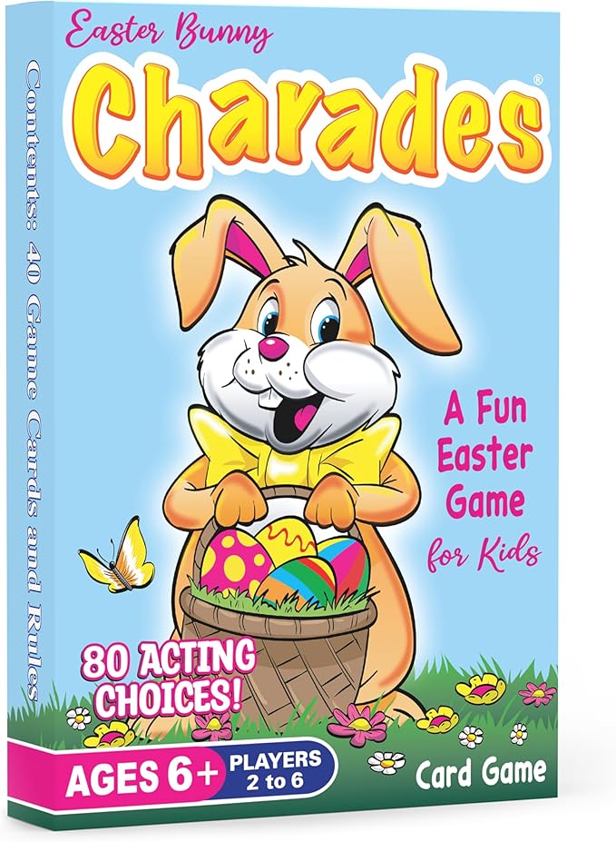 Easter Bunny Charades for Kids &#x2013; A Fun Spring/Easter-Themed Game - No Reading Required - Makes a Great Gift or Easter Basket Stuffer - 80 Acting Choices - No Timer Needed - Ages 6+