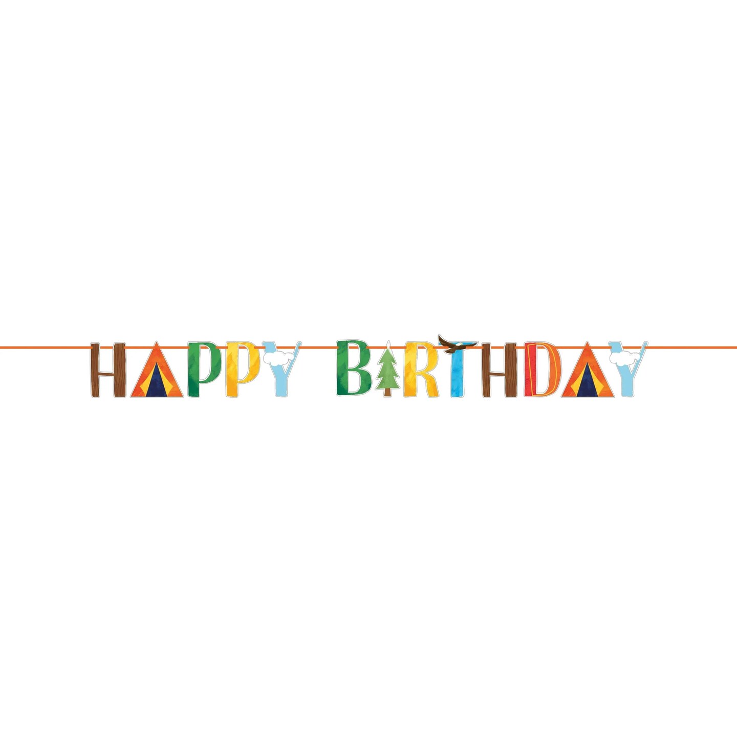 Bulk Pack of 2 Outdoor Adventure Letter Banners w/ Ribbon