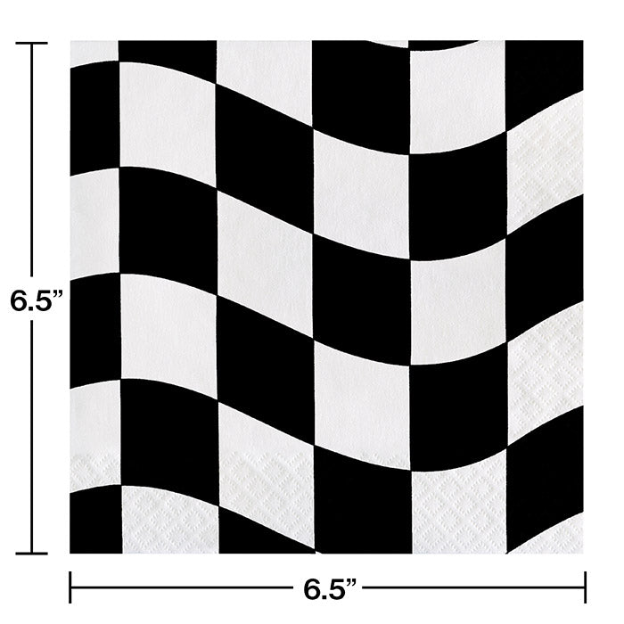Bulk Pack of 36 Black &#x26; White Check Napkins