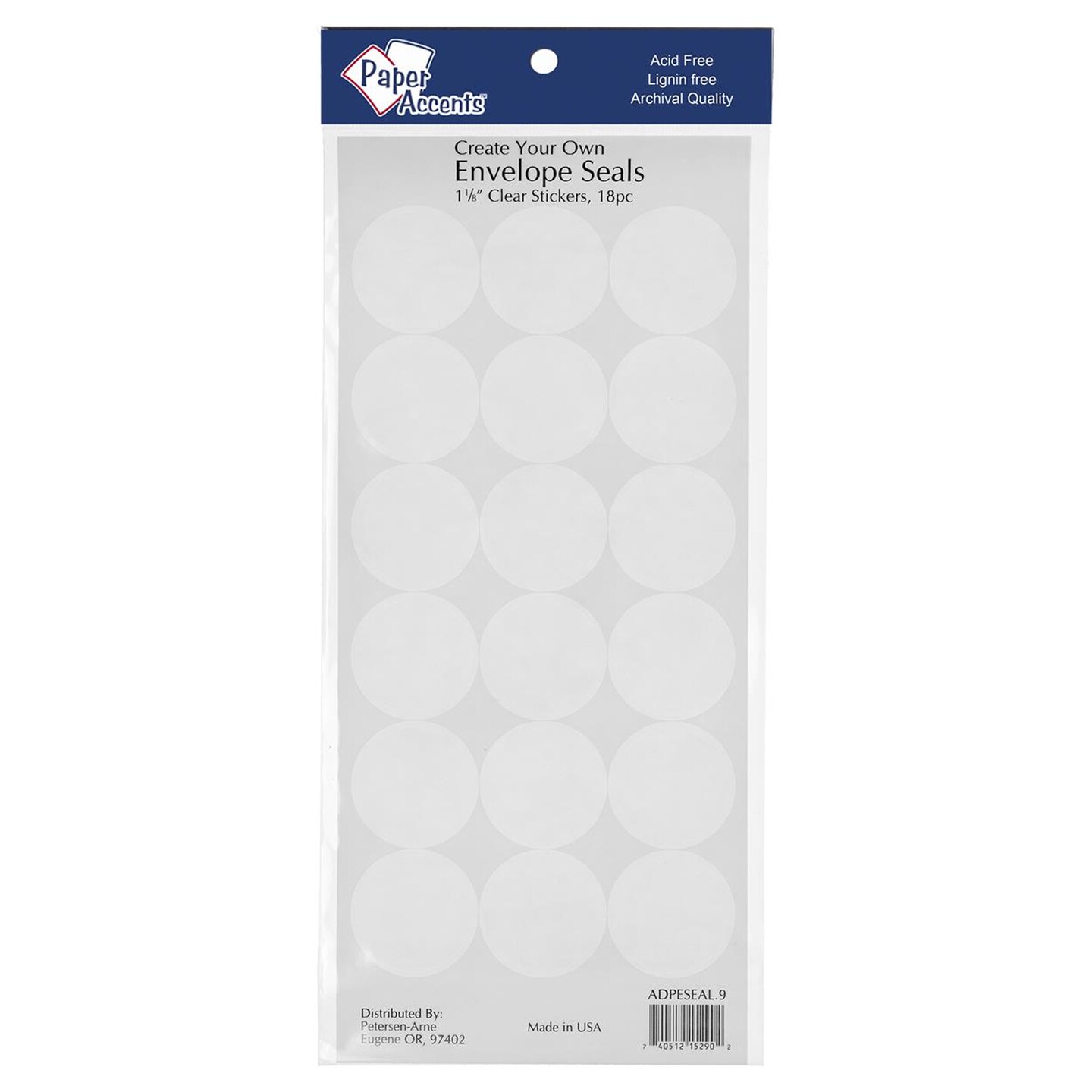 Accent Design Paper Accents Envelope Seals 1 1/8&#x22; 18pc Clear Stickers, Decorative Seal Stickers for Envelopes, Ideal for Weddings, Parties, Invitations