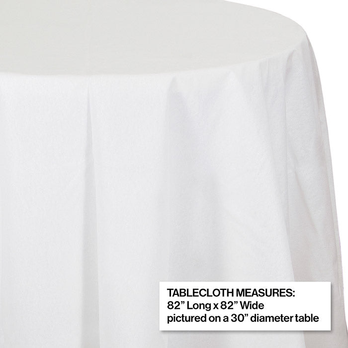 White Round 82&#x22; Plastic Tablecover