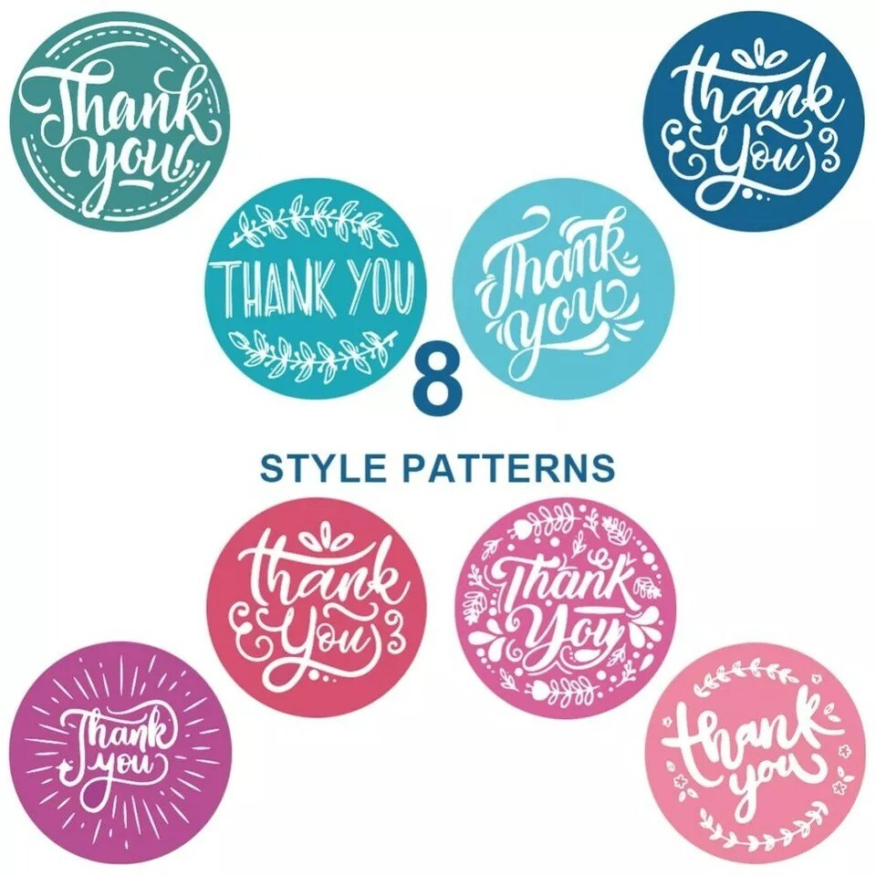 1000xThank You Sticker Roll Boutique for Business Packaging Mailer Seal Stickers
