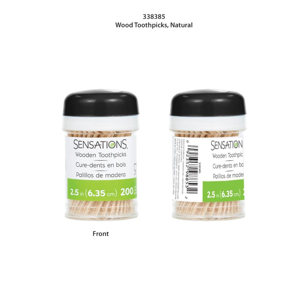 2.5&#x22; Wood Toothpicks in Dispenser, Natural (200/Pkg)