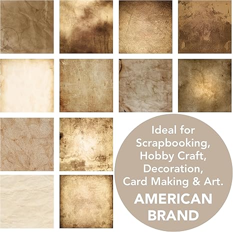 Vintage 12x12 Scrapbooking Cardstock Decorative Paper - 36 Sheets - for Card Making Journaling Planner Origami Textured Decorative Scrapbook Paper Scrapbook Materials Supplies