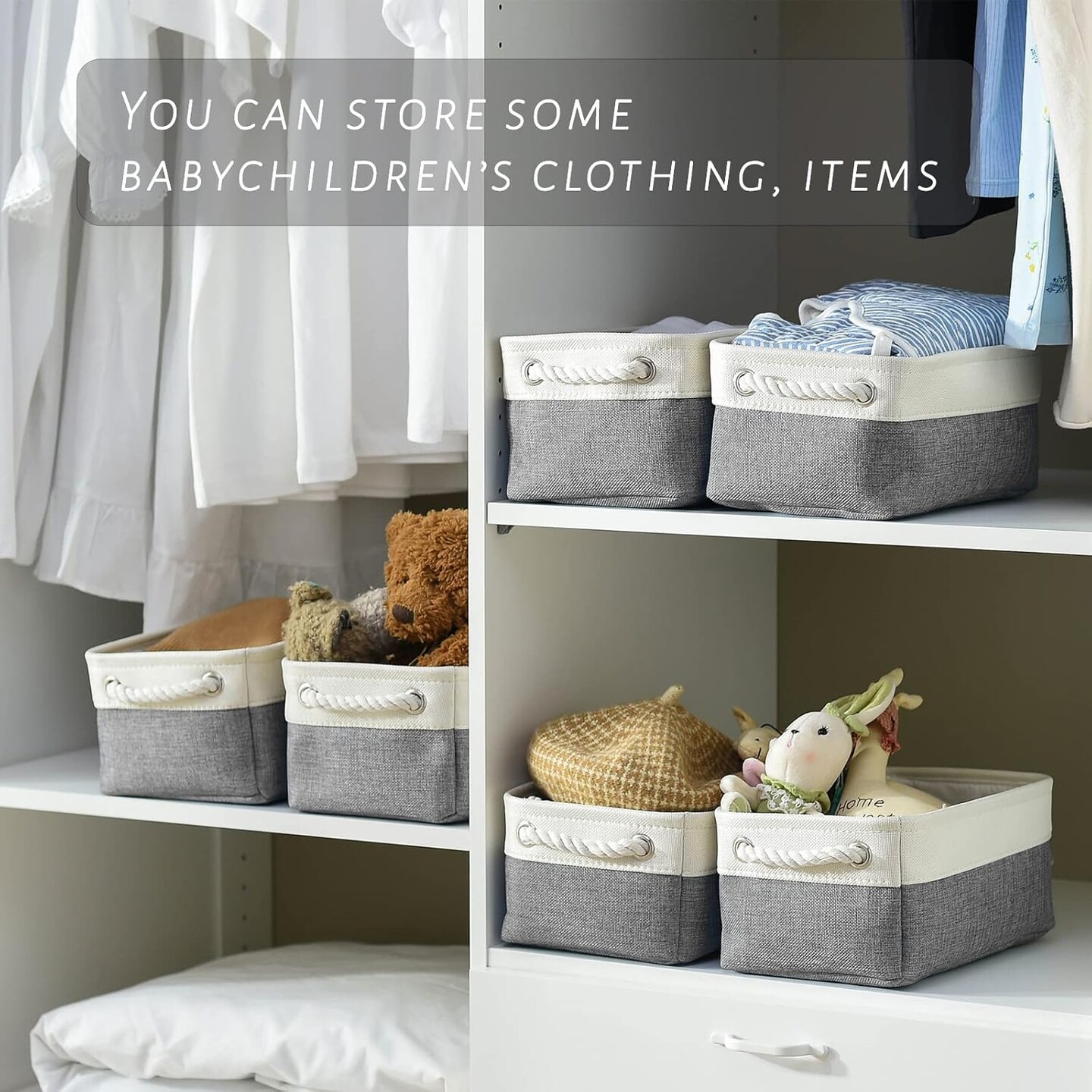 Storage Baskets for Shelf 6 Pack Canvas Storage Basket with Handles