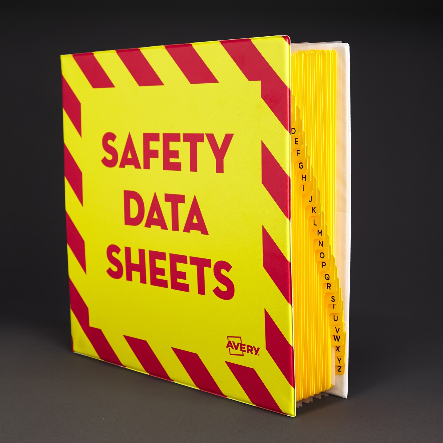 Avery Heavy-Duty Industrial SDS Binder, 3&#x22; One-Touch Rings, 670-Sheet Capacity, Yellow/Red Border (18952)
