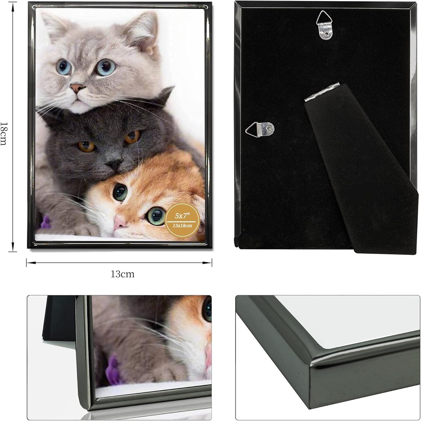 5x7 Picture Frame Metal, Thin Edge Photo Frames for Tabletop Display