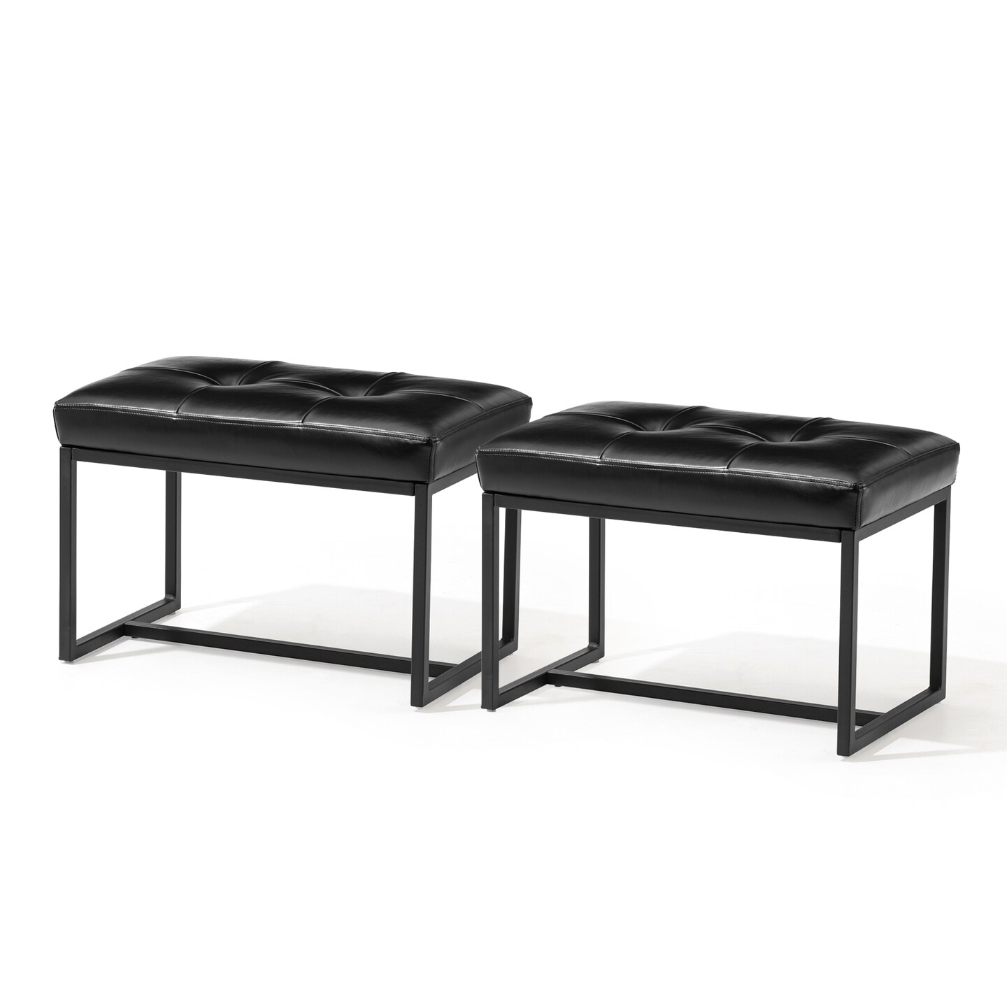 24&#x22;W Modern PU Leather Button-tufted Ottoman Foot Stool