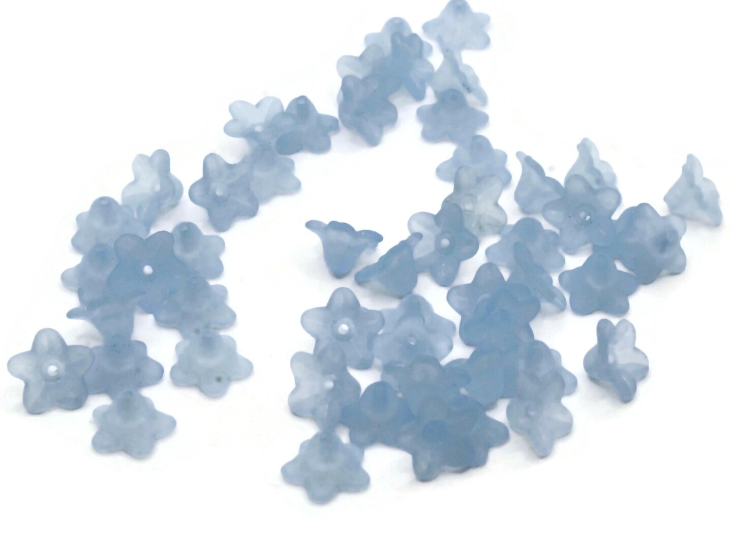 50 10mm Small Blue Flower Translucent Lucite Beads