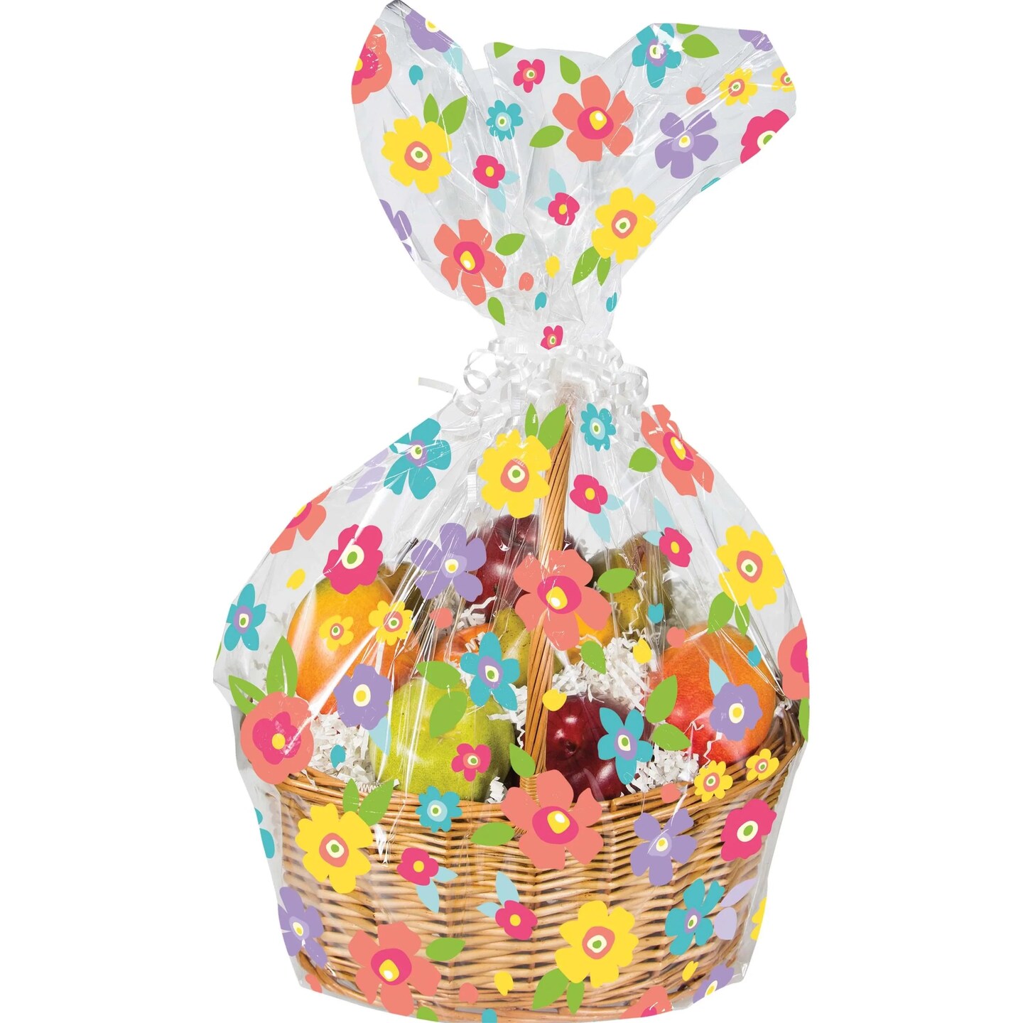 Bulk Pack of 3 Spring Floral Cello Basket Bag