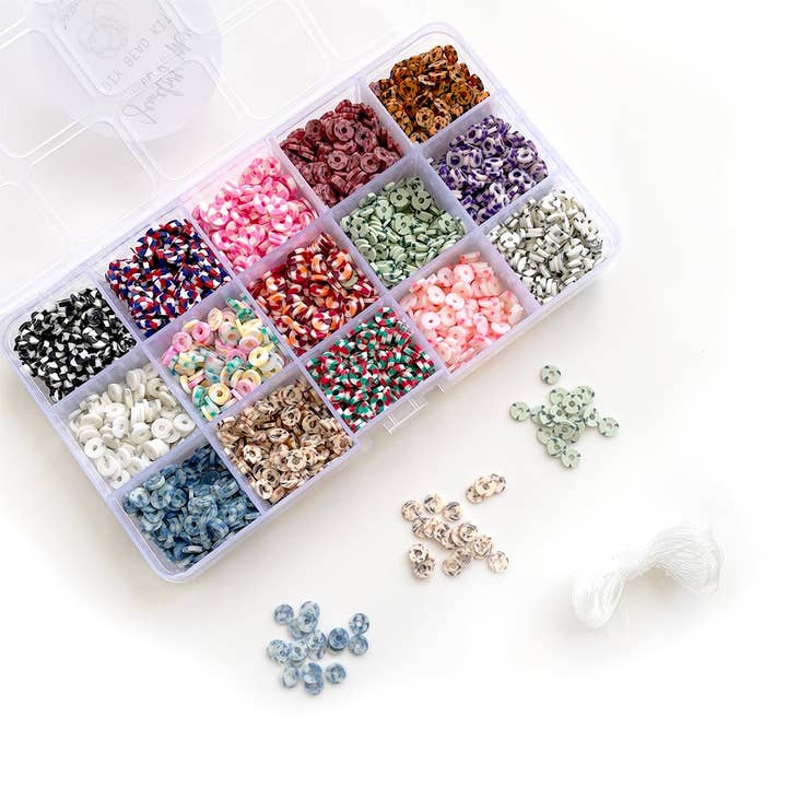 Speckled &#x26; Striped Heishi Box Diy Bead Kit