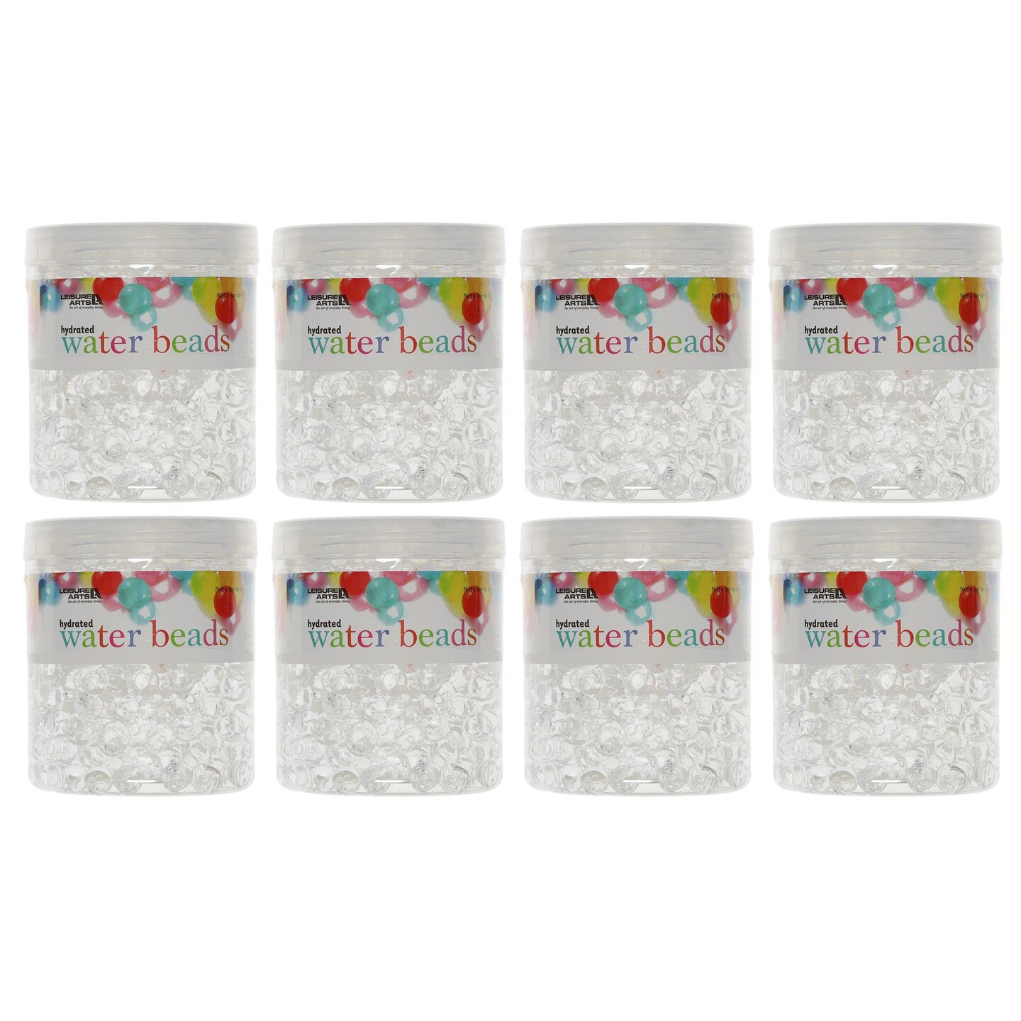 Essentials By Leisure Arts Bundle Hydrated Water Beads, Clear, 8 Jars Of 2Oz - Perfect Vase Filler For Floral Displays &#x26; D&#xE9;cor, Includes Clear Water Beads For Vases, Weddings, &#x26; Diy Centerpieces