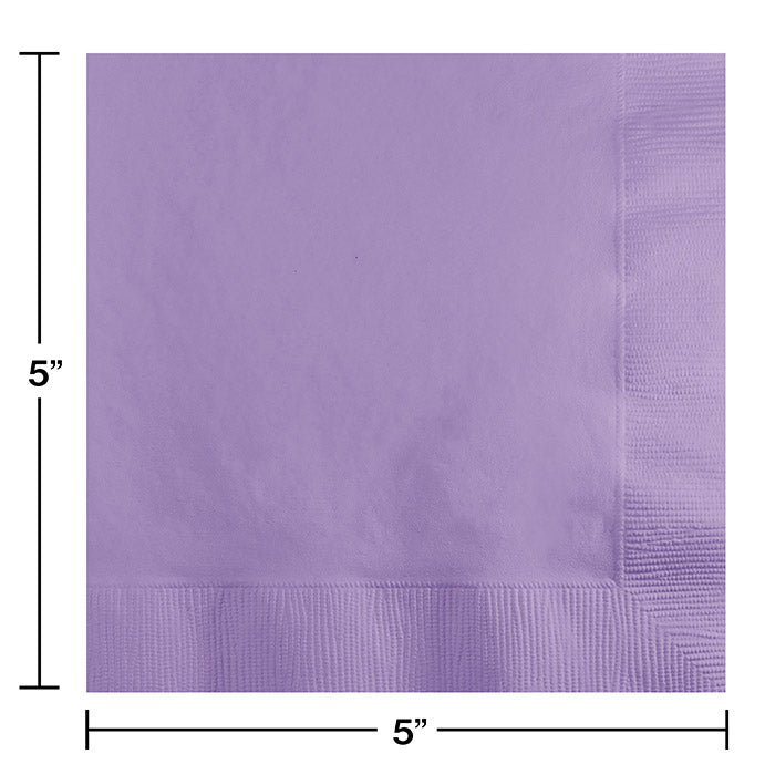 Bulk Pack of 100 Luscious Lavender Beverage Napkins 2Ply