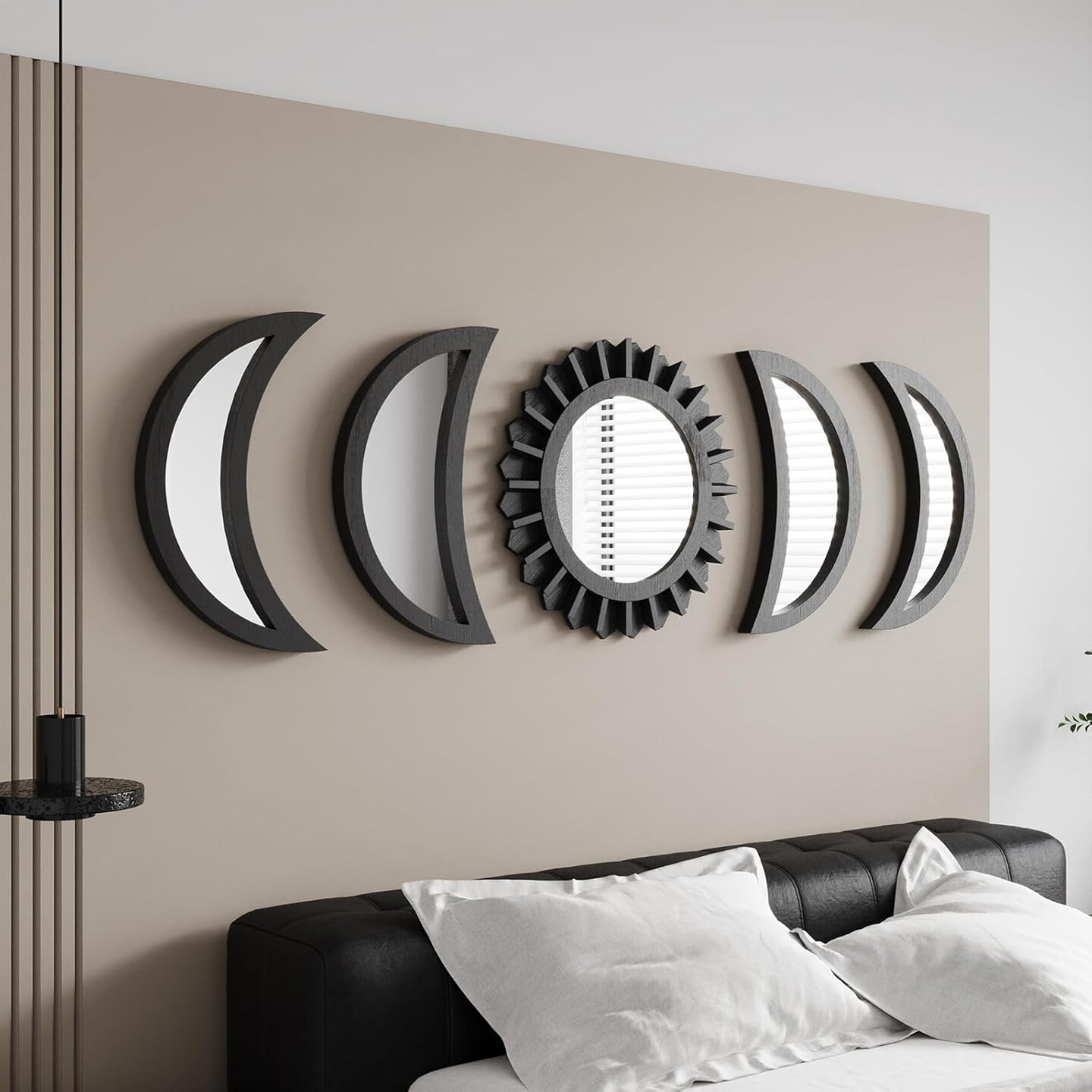 Bohemian 5PCS Wooden and Real Glass Mirror with Crystal Clear Reflection