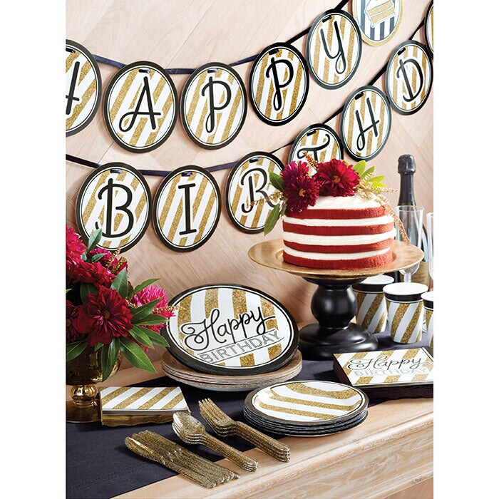Black &#x26; Gold Paper Plates (8/Pkg)
