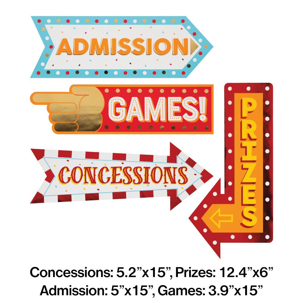 Carnival Signs w/Foil (4/Pkg)