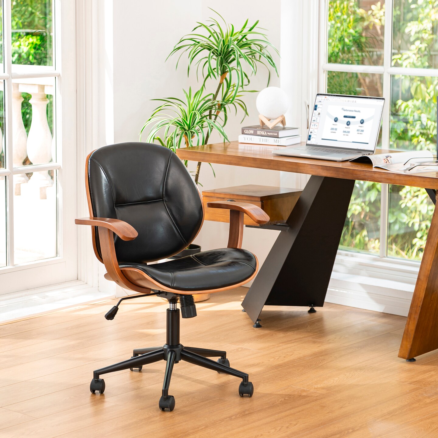 Modern Ergonomic Faux Leather Gaslift Adjustable Swivel Office Task Chair