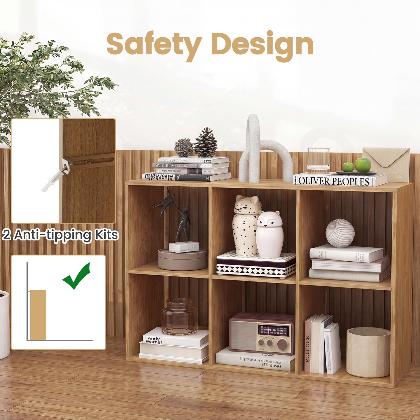 Freestanding Cube Storage Shelf Organizer Engineered Wood Bookcase with Open Compartments and Wide Tabletop for Home Office