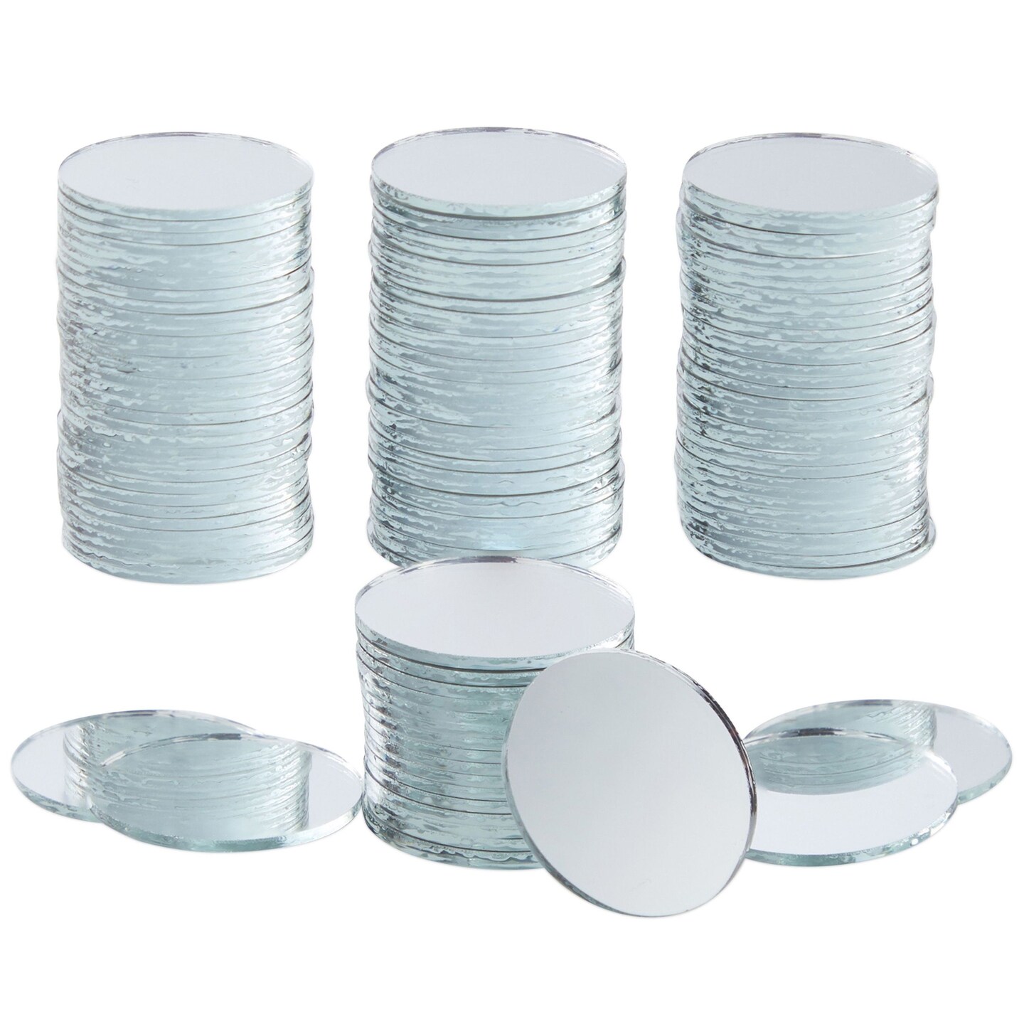 120 Pack Small Round Mirrors for Crafts, 1 Inch Glass Tile Circles for Wall Decor, Mosaics, DIY Projects, Home Decorations