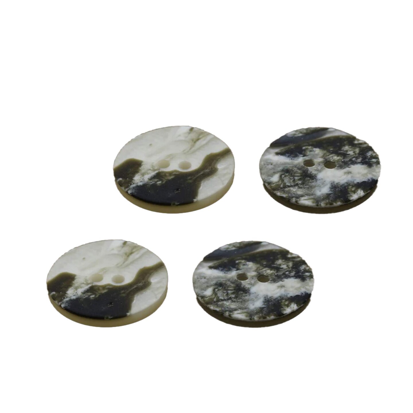 12 Pieces Olive Teal Shell Buttons 23mm 15/16", Faux Rusted Look, 2 Hole Plastic Sewing Buttons