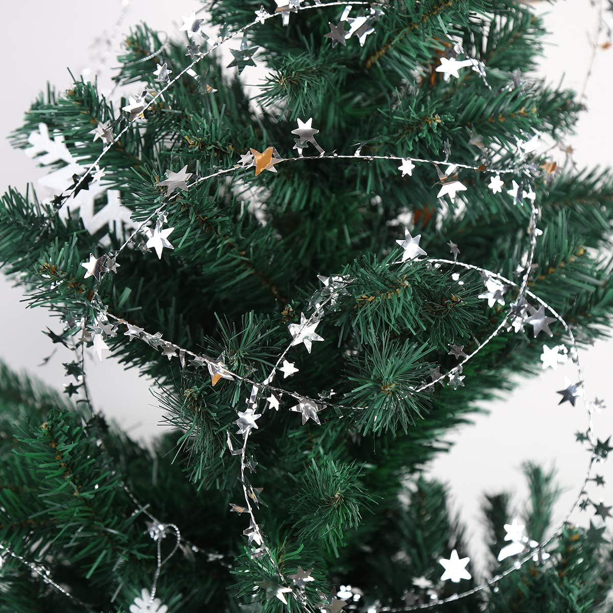 75 FT Star Tinsel Garlands with Wire, Christmas Star Wire Garland Decorations for Xmas Tree Home Wedding Birtahday Party