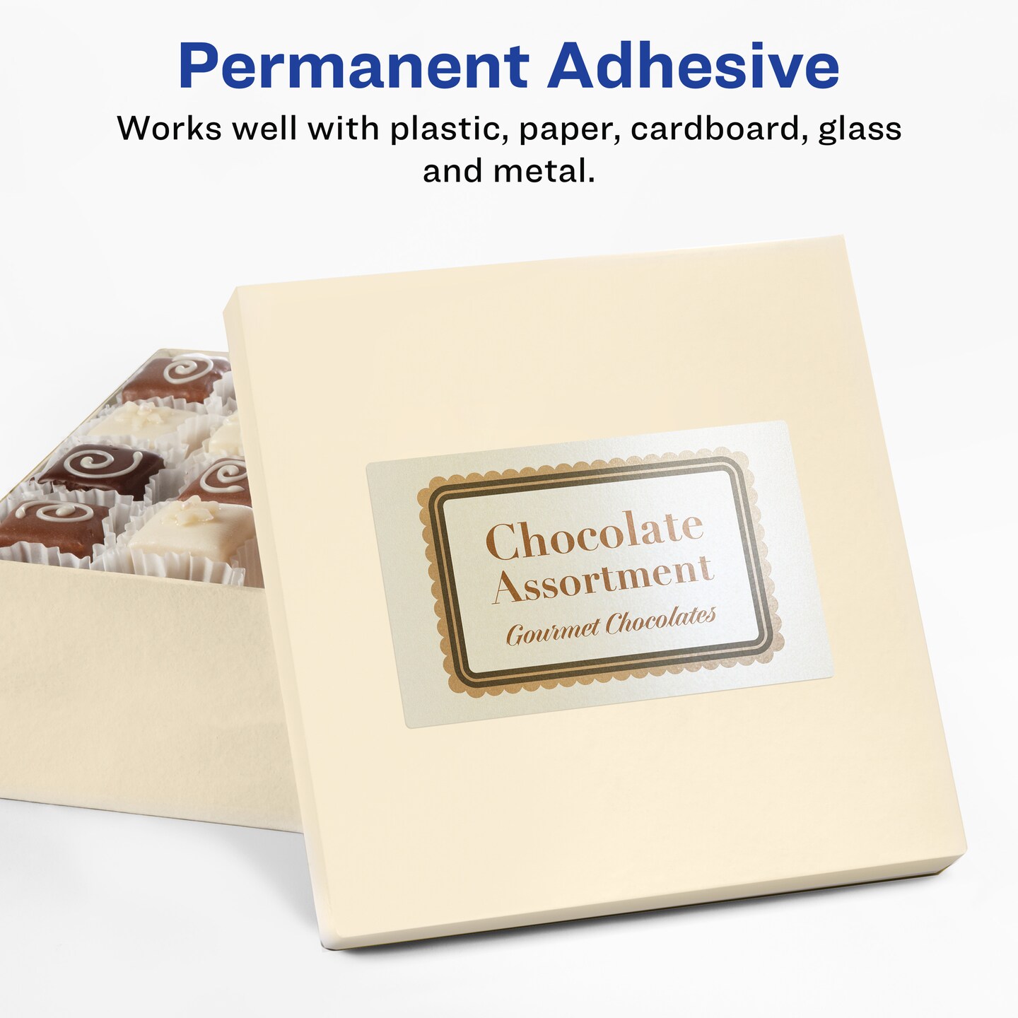 Avery Pearlized Ivory Rectangle Labels with Sure Feed Technology, 3-1/4" x 8-3/8"