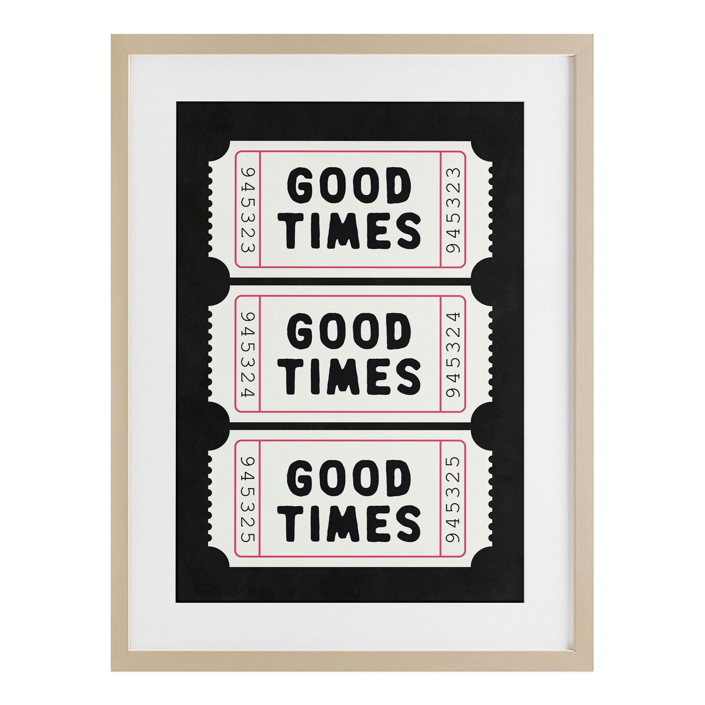 Stupell Industries Good Times Tickets on Black Black Framed Print Under Glass, design by Lettered and Lined
