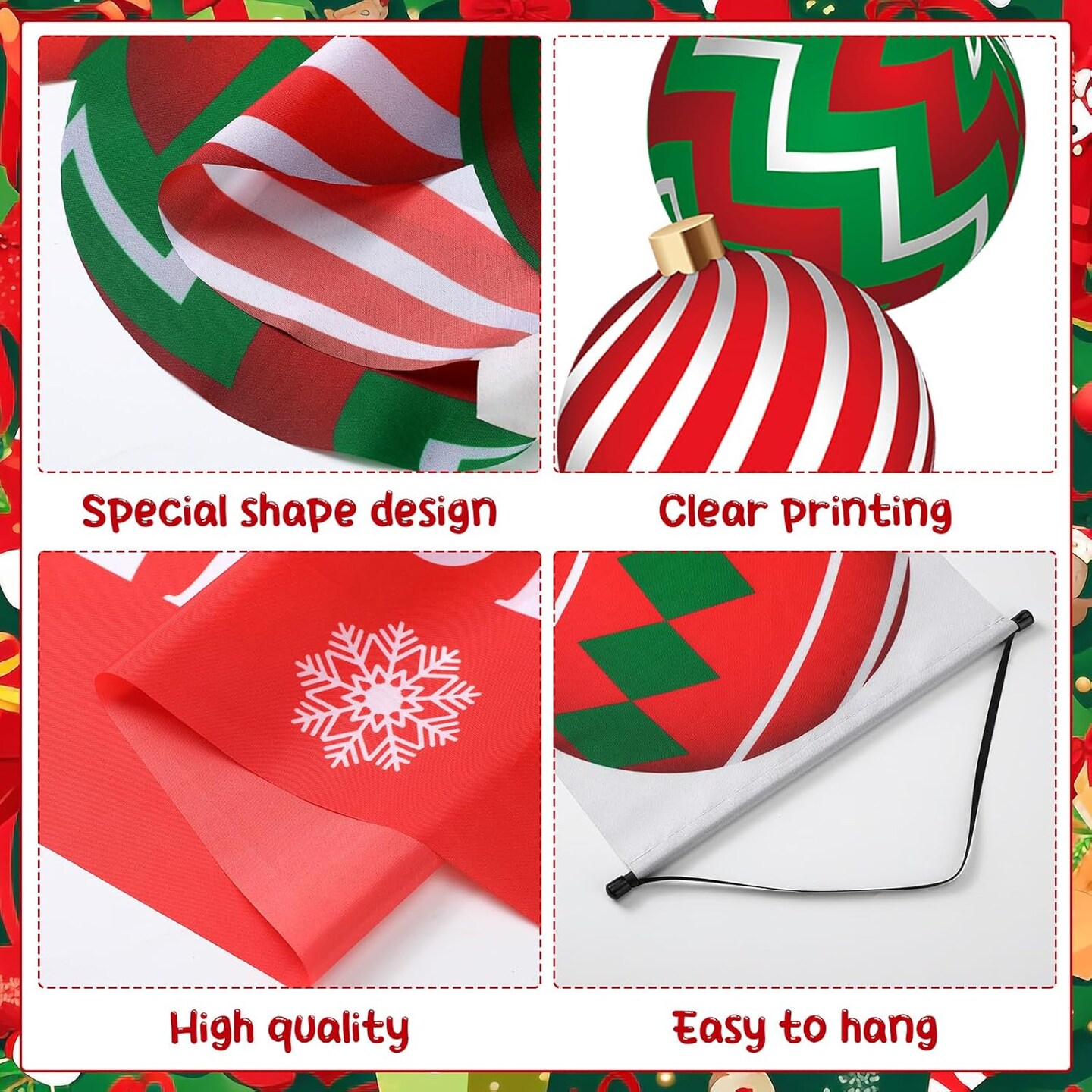 3 Pcs Christmas Decoration Outdoor Christmas Porch Sign for Front Yard Hanging,12 x 71 Inch(Red Green)